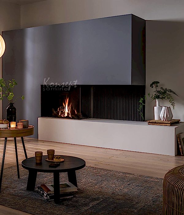 Doğalgazlı L Tipi şömine 04